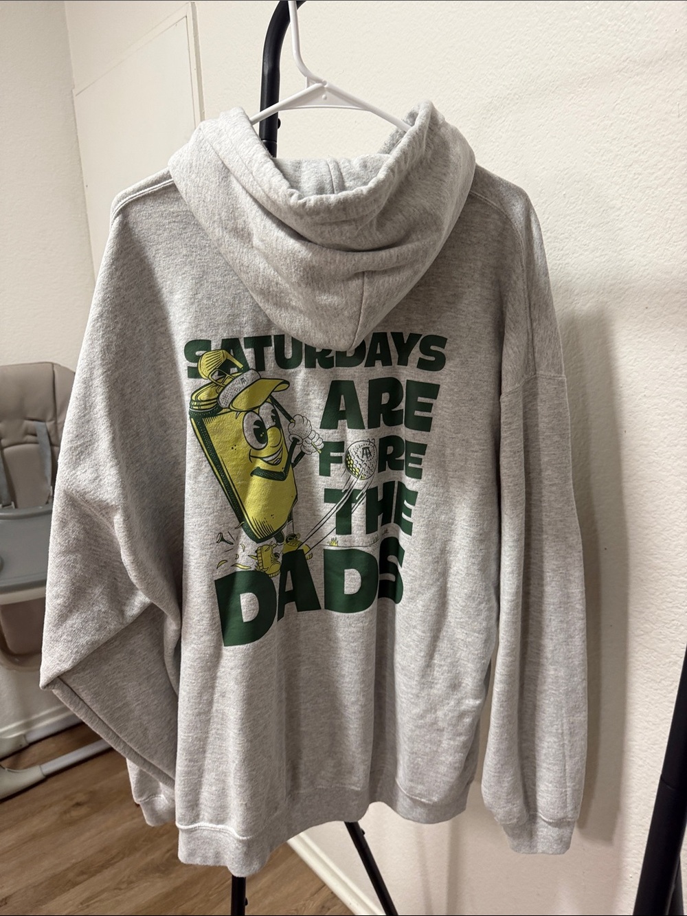 Golf Light Gray Crewneck Hoodie with Green Chest Print